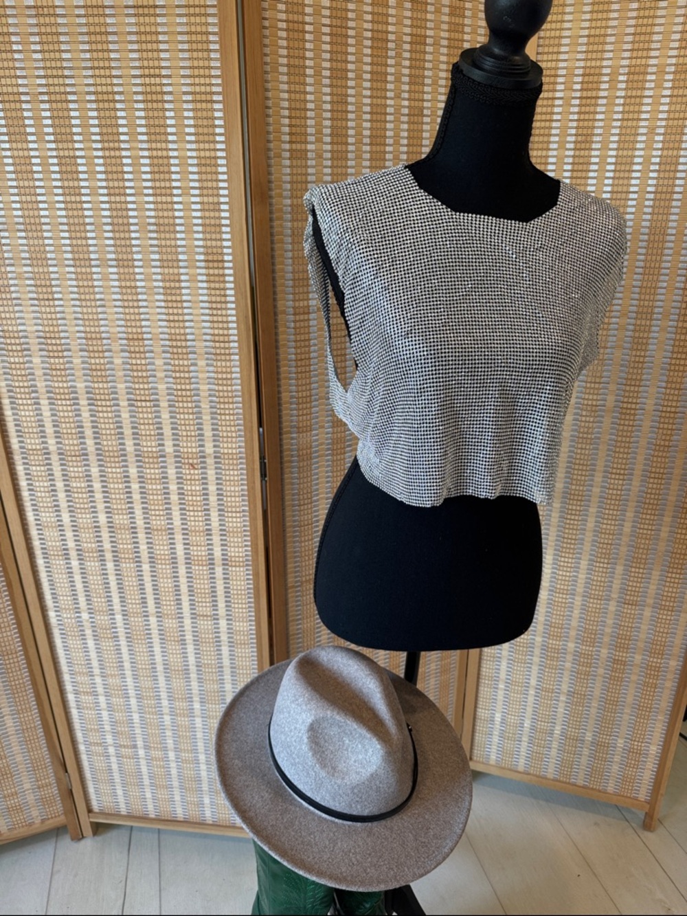 Zara Metal Rhinestone Cropped Top With Open Back